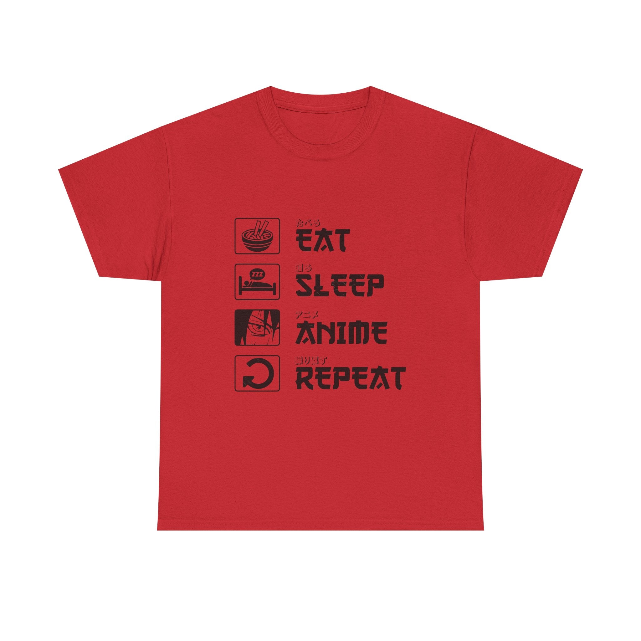 Unisex Heavy Cotton Tee - Eat Sleep Anime Repeat - Perfect for Anime Lovers