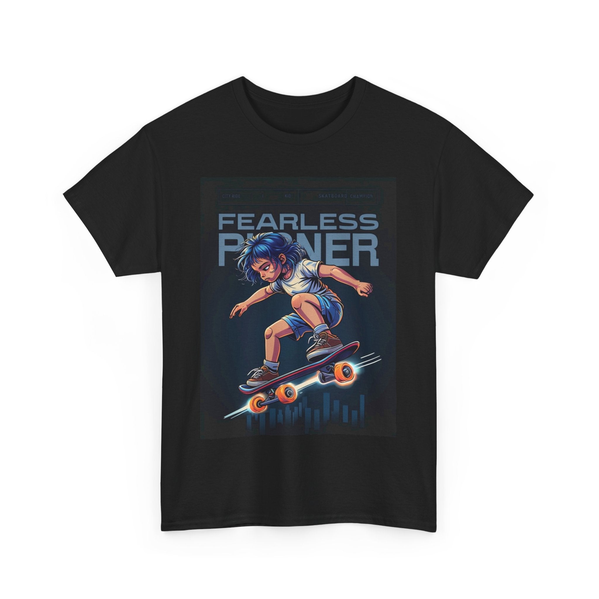 Fearless Pioneer Unisex Heavy Cotton Tee - Bold Skateboarding Graphic T-Shirt