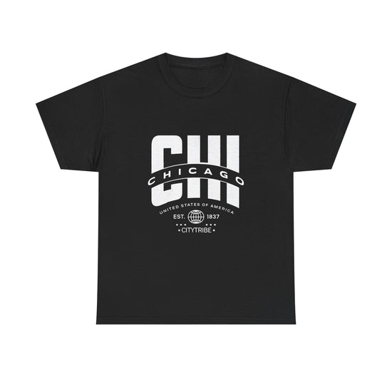 Chicago Unisex Heavy Cotton Tee - City Tribal Design for Casual Wear