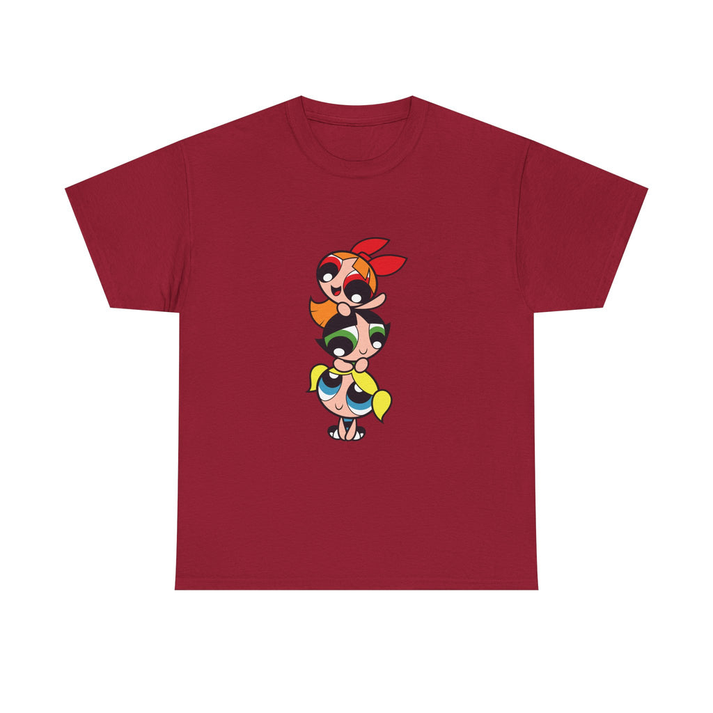 Powerpuff Girls Unisex Heavy Cotton Tee - Cute Cartoon Graphic Tee for Fans