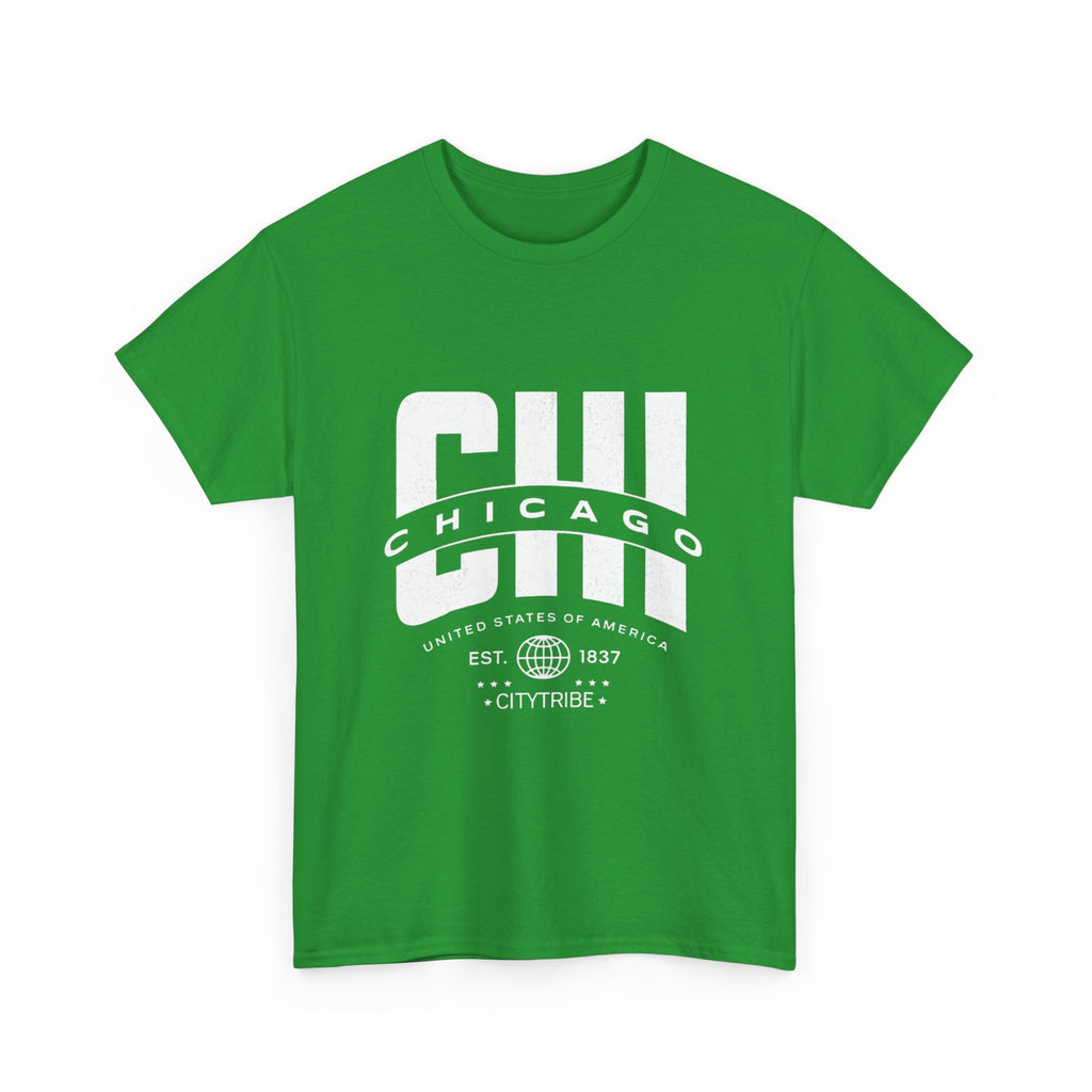 Chicago Unisex Heavy Cotton Tee - City Tribal Design for Casual Wear