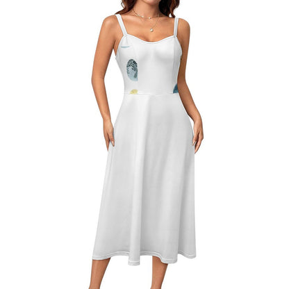 180gsm Midi Spaghetti Strap Dress(All-Over Printing)