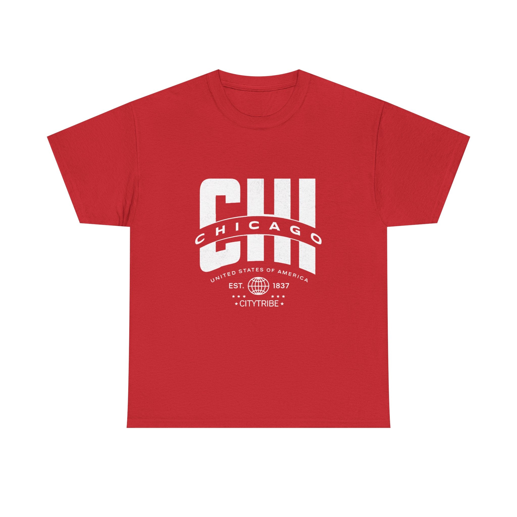 Chicago Unisex Heavy Cotton Tee - City Tribal Design for Casual Wear