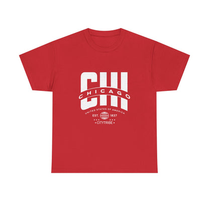 Chicago Unisex Heavy Cotton Tee - City Tribal Design for Casual Wear