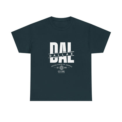 Dallas Unisex Heavy Cotton Tee - City Tribal Design for Casual Wear