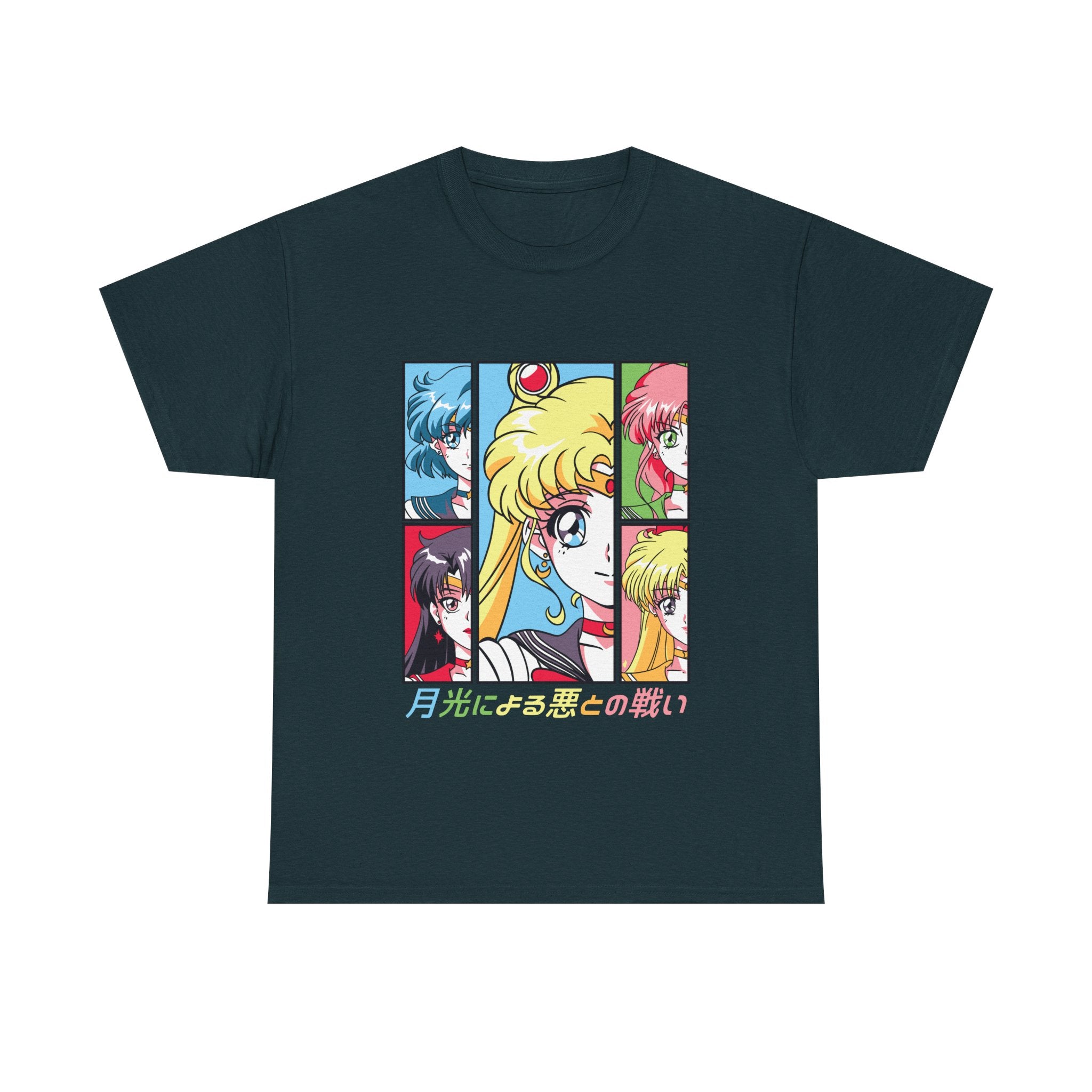 Retro Anime Graphic Tee - Sailor Moon Inspired Unisex Heavy Cotton T-Shirt