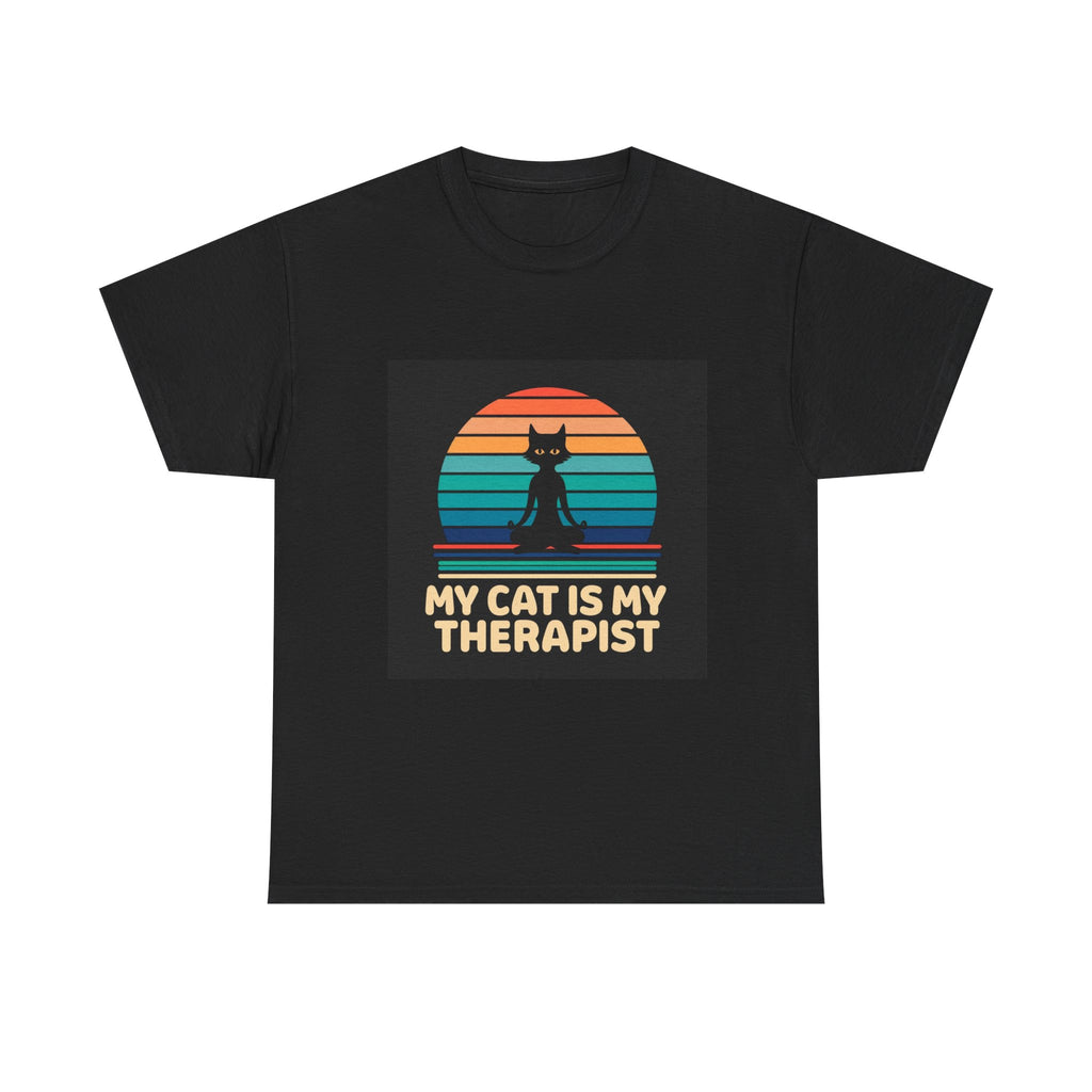Cat Lover Unisex Heavy Cotton Tee - 'My Cat Is My Therapist'