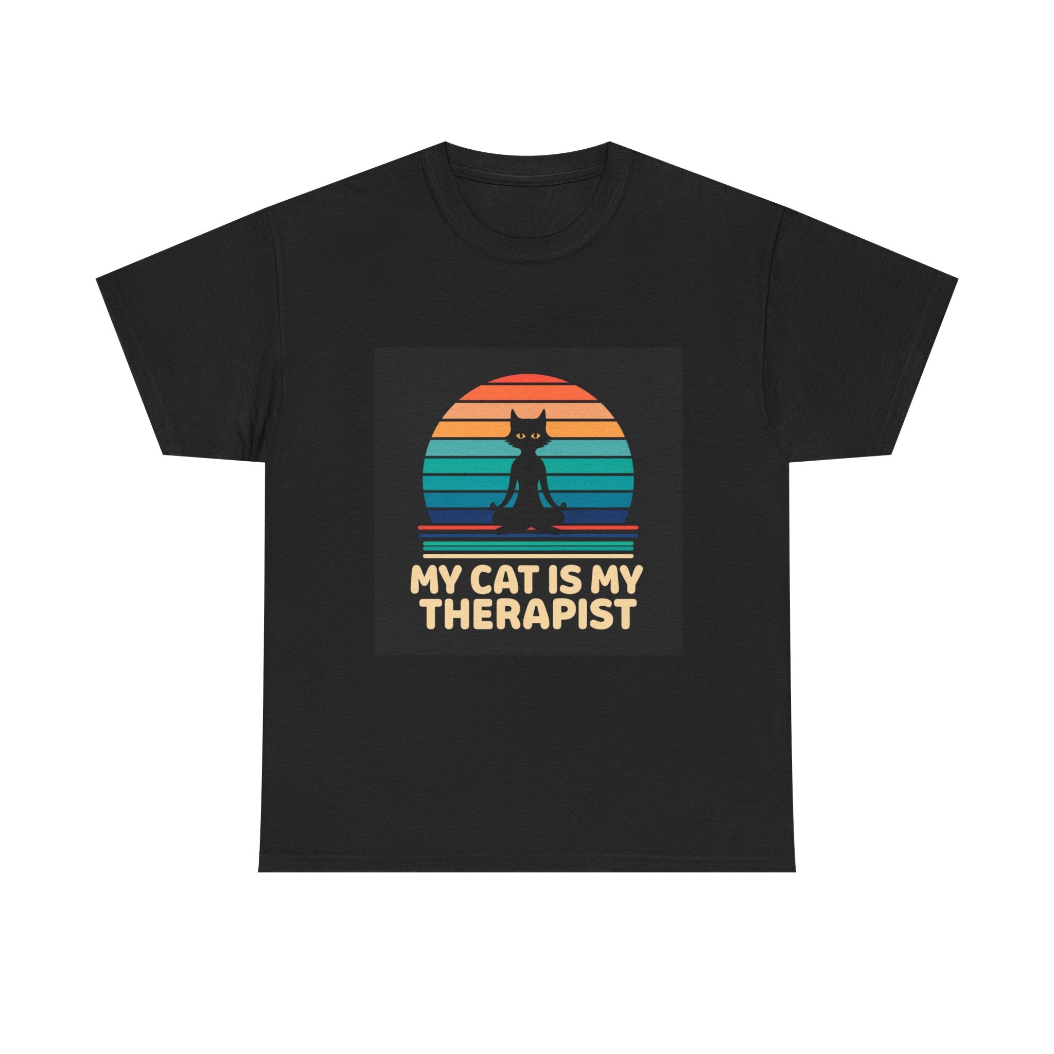 Cat Lover Unisex Heavy Cotton Tee - 'My Cat Is My Therapist'