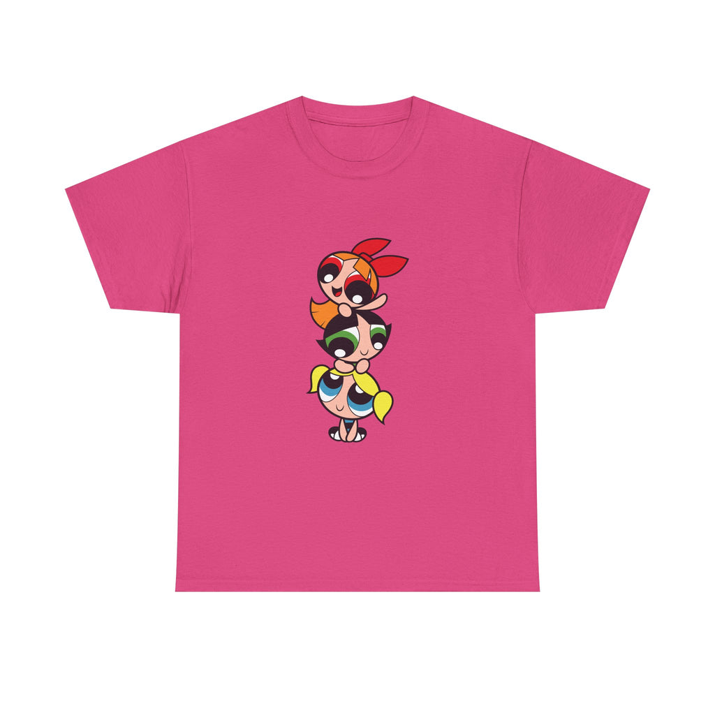 Powerpuff Girls Unisex Heavy Cotton Tee - Cute Cartoon Graphic Tee for Fans