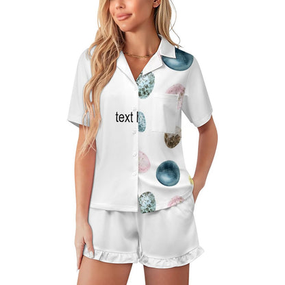 180gsm Ruffled Short-Sleeve Pajama Set(All-Over Printing)
