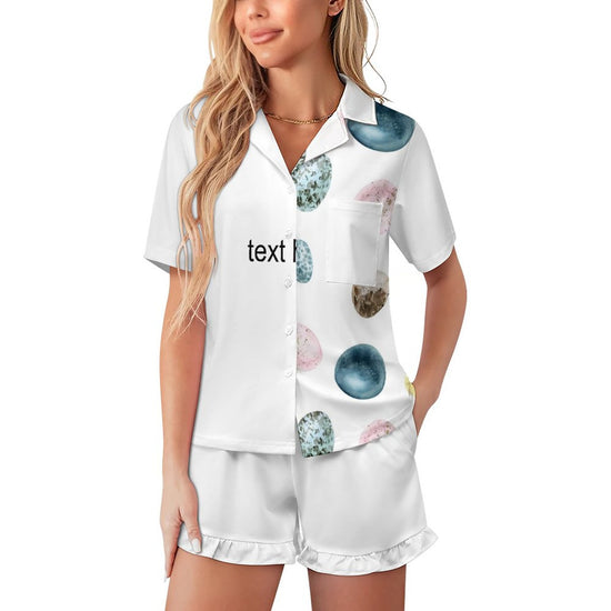 180gsm Ruffled Short-Sleeve Pajama Set(All-Over Printing)