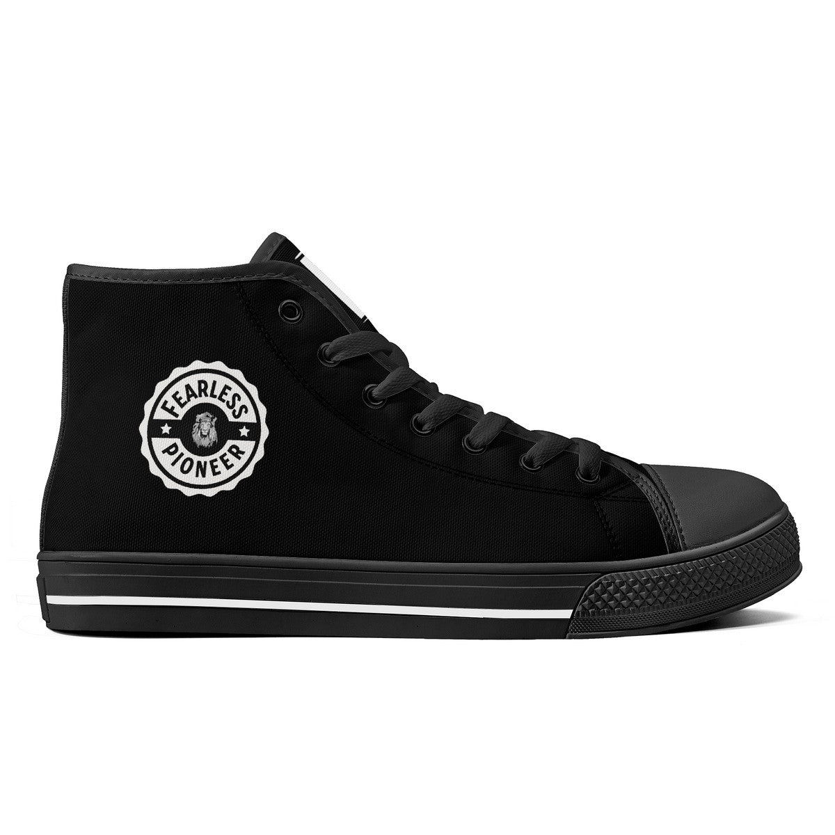 Copy of Fearless Pioneer  High-Top Canvas Shoes With Customized Tongue - Black