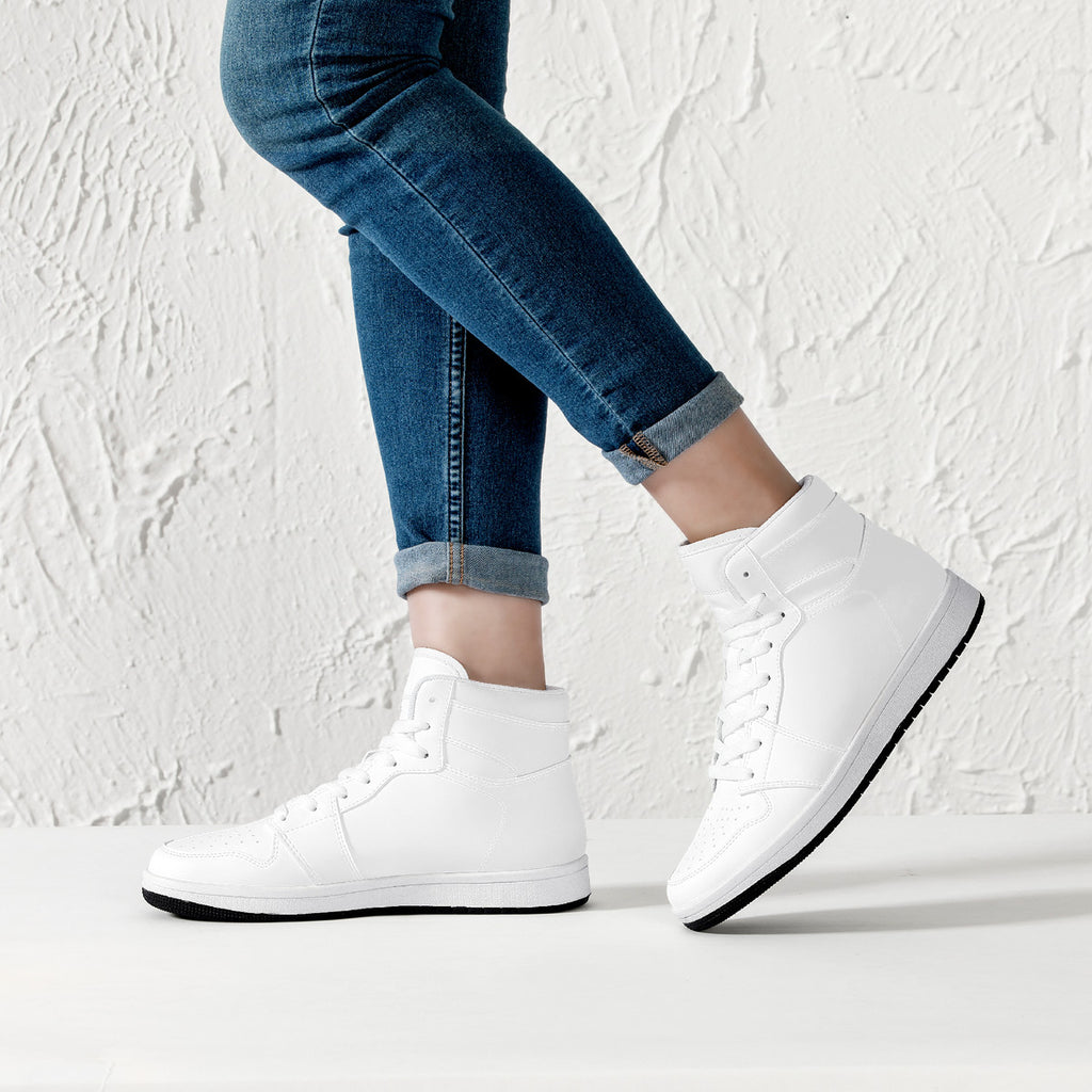 D16 High-Top Synthetic Leather Sneakers - White