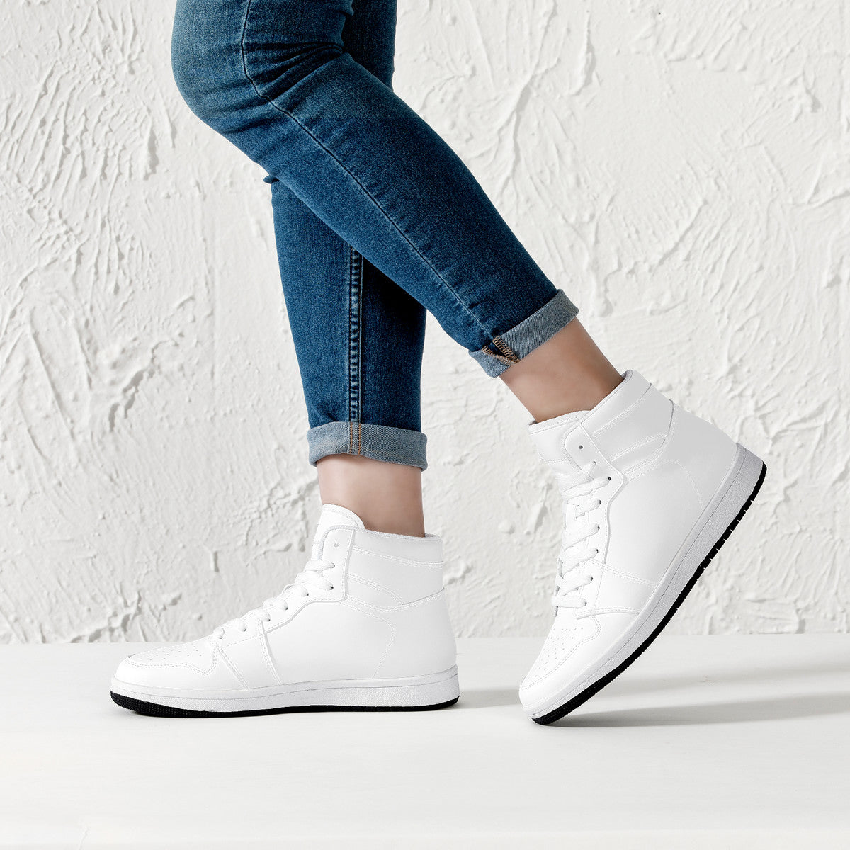D16 High-Top Synthetic Leather Sneakers - White