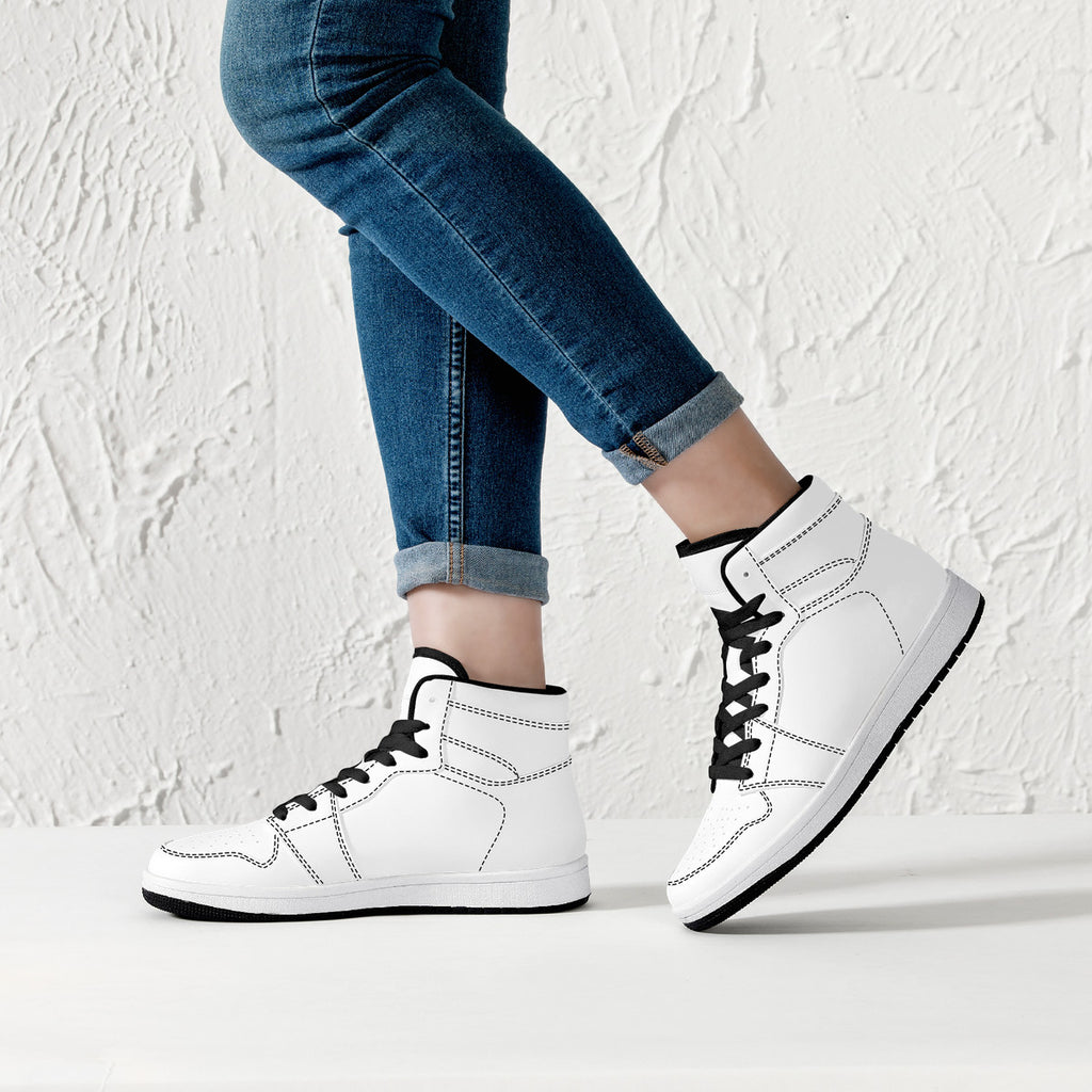 D16 High-Top Synthetic Leather Sneakers - Black