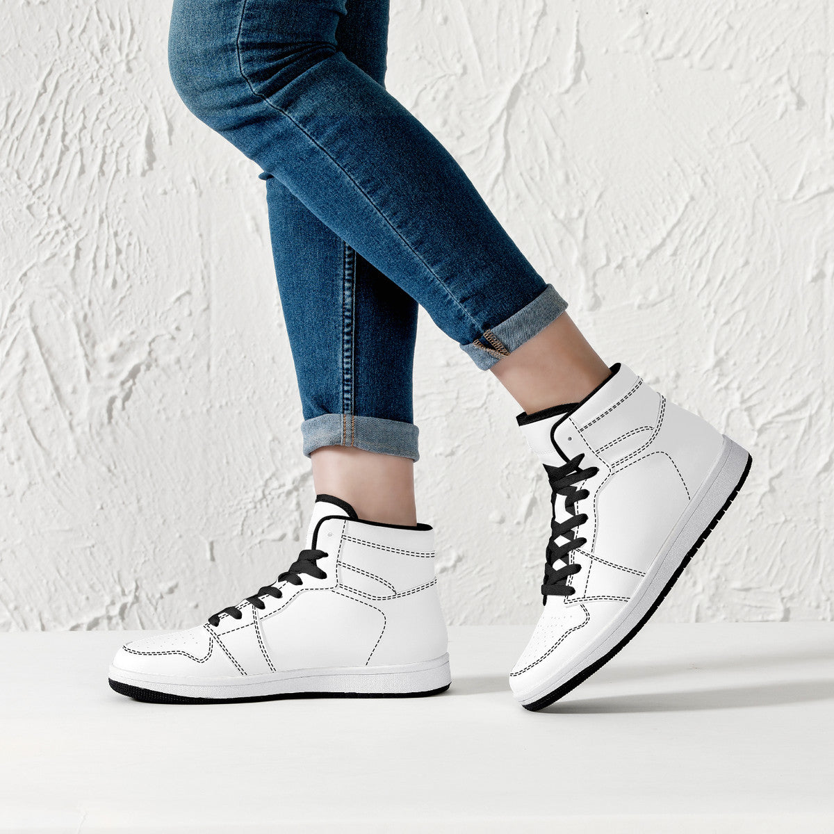 D16 High-Top Synthetic Leather Sneakers - Black