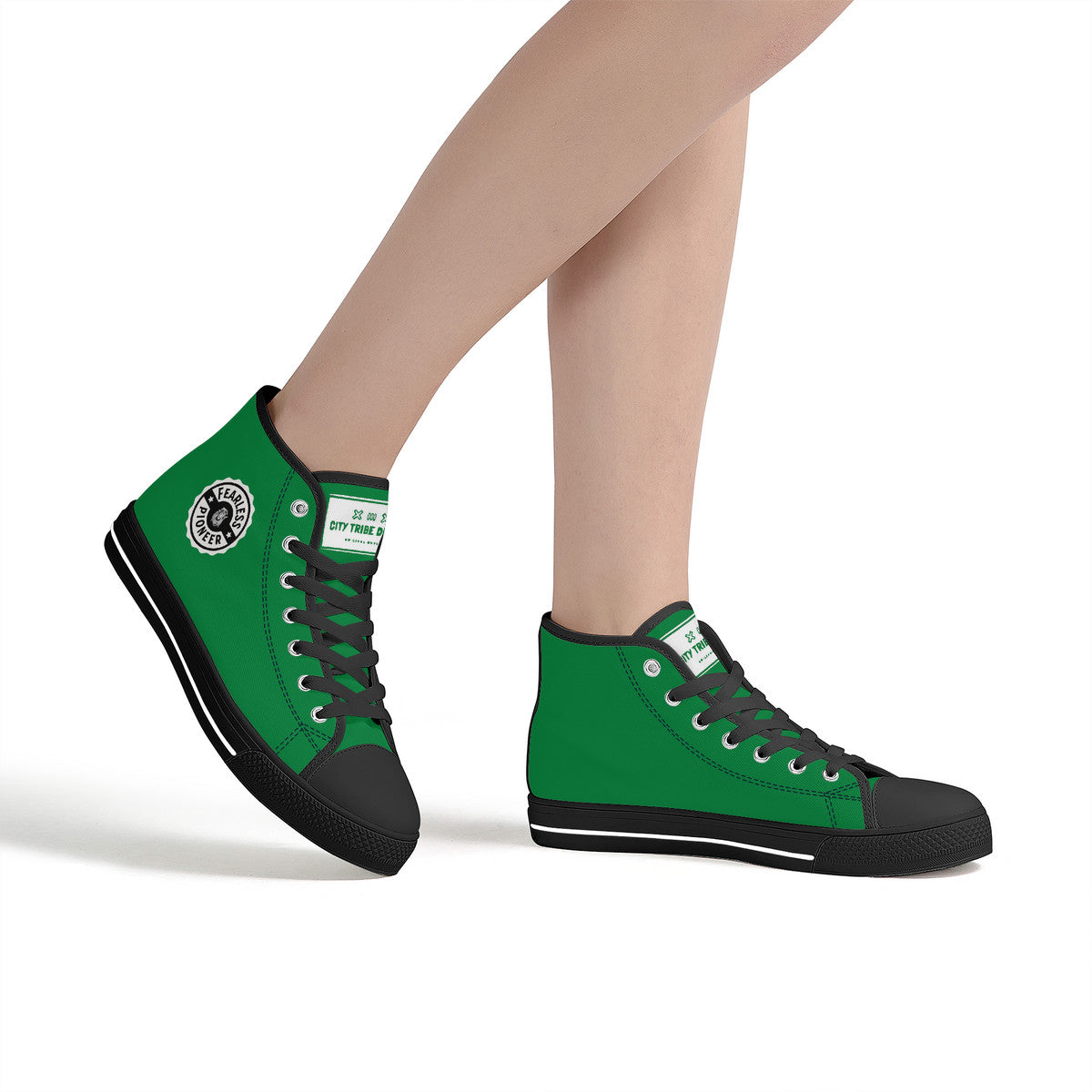 Copy of Fearless Pioneer High-Top Canvas Shoes With Customized Tongue - Black