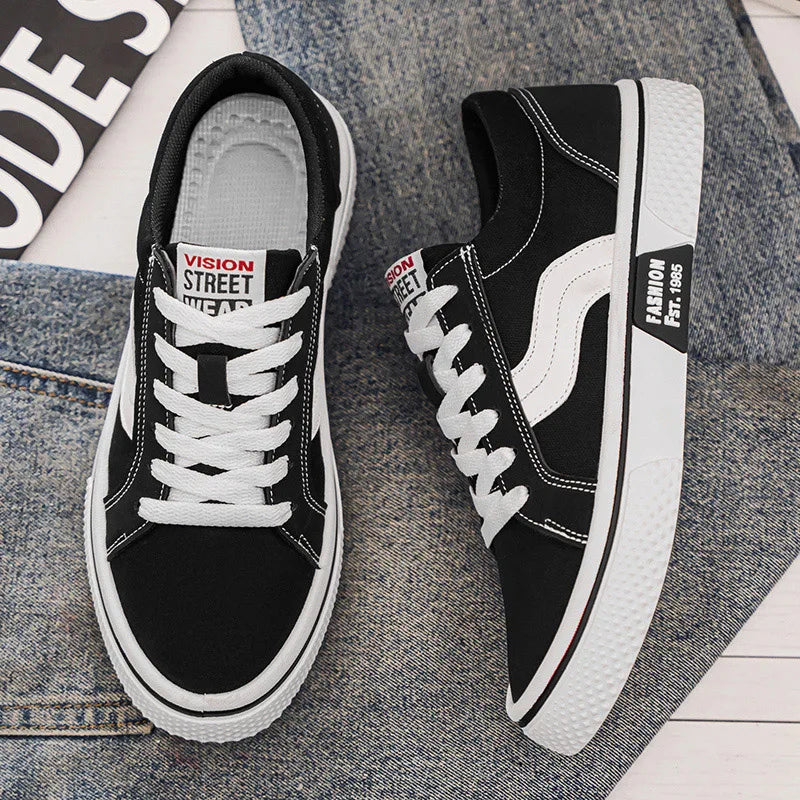 Factory Wholesale Men's Casual Athletic Walking Shoes Breathable Waterproof Rubber Sole Anti-Slip Mesh PU Canvas Trendy Style