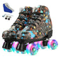 TopSupply New Design High-top for Adult Unisex Indoor and Outdoor Skating Four Light up Wheels Roller Skates With Shoes Bag