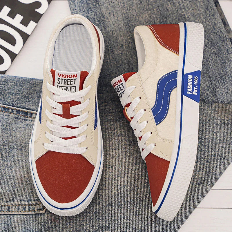 Factory Wholesale Men's Casual Athletic Walking Shoes Breathable Waterproof Rubber Sole Anti-Slip Mesh PU Canvas Trendy Style