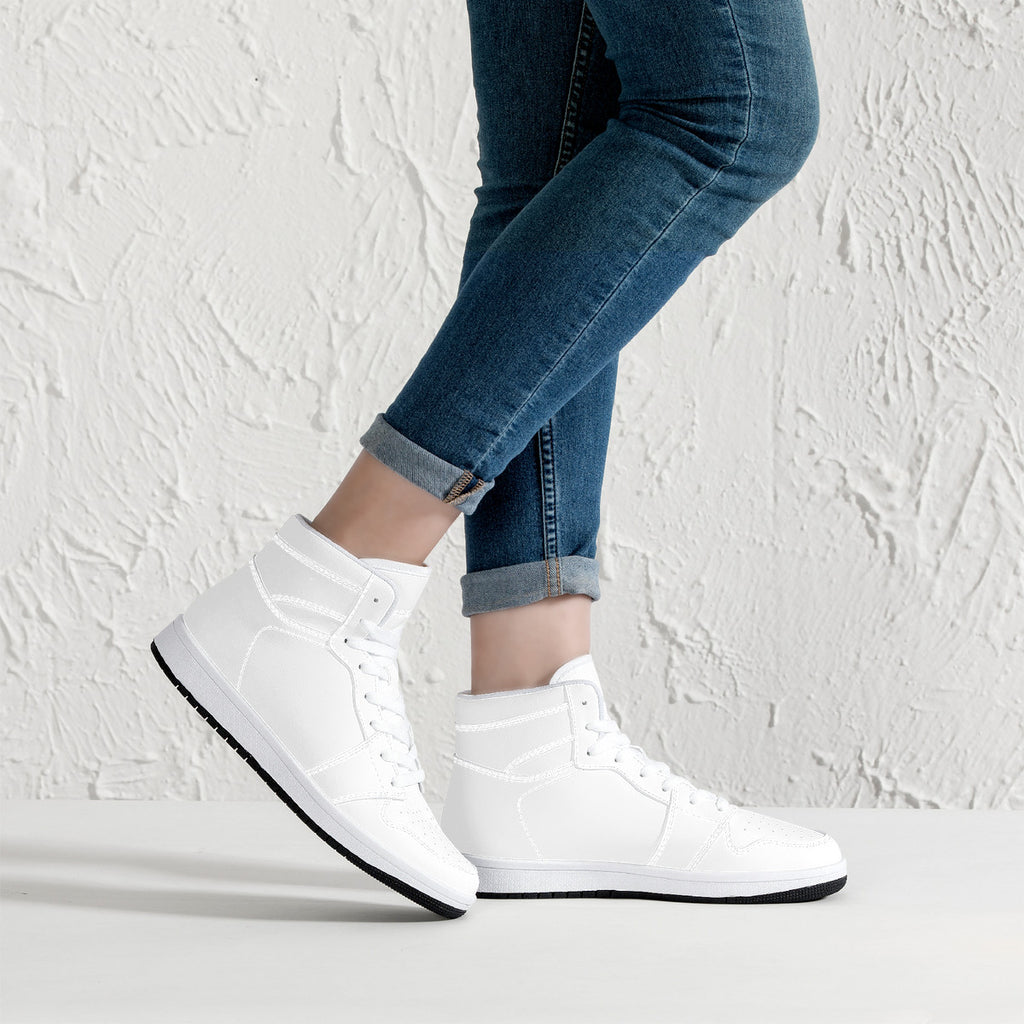 D16 High-Top Synthetic Leather Sneakers - White