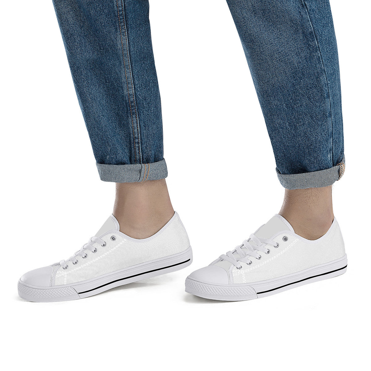 FXS Low-Top Canvas Shoes With Customized Tongue - White