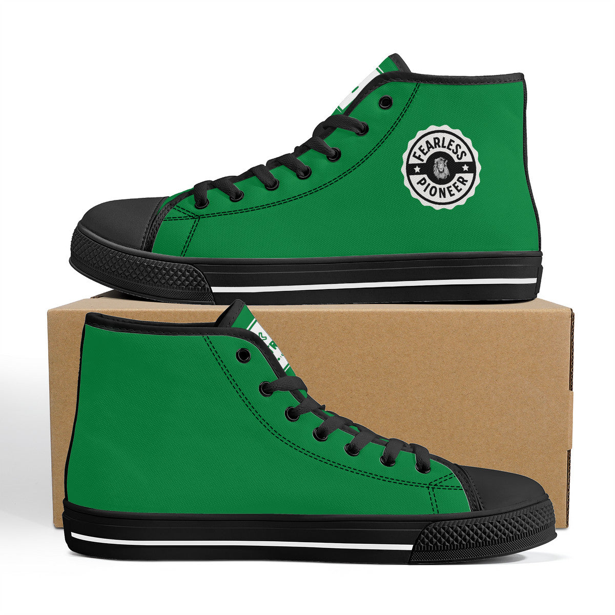 Copy of Fearless Pioneer High-Top Canvas Shoes With Customized Tongue - Black