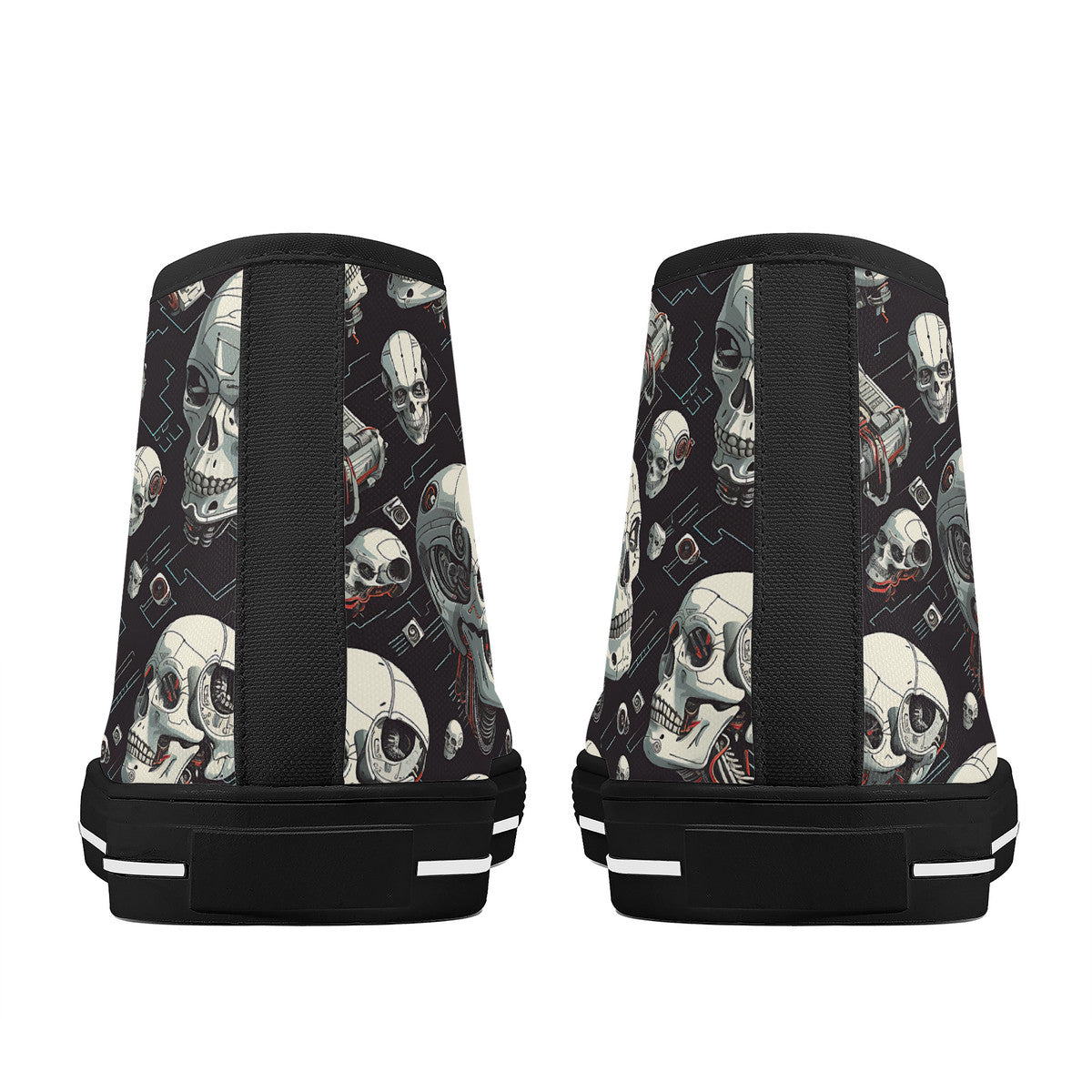 Copy of Black skull High-Top Canvas Shoes With Customized Tongue - Black