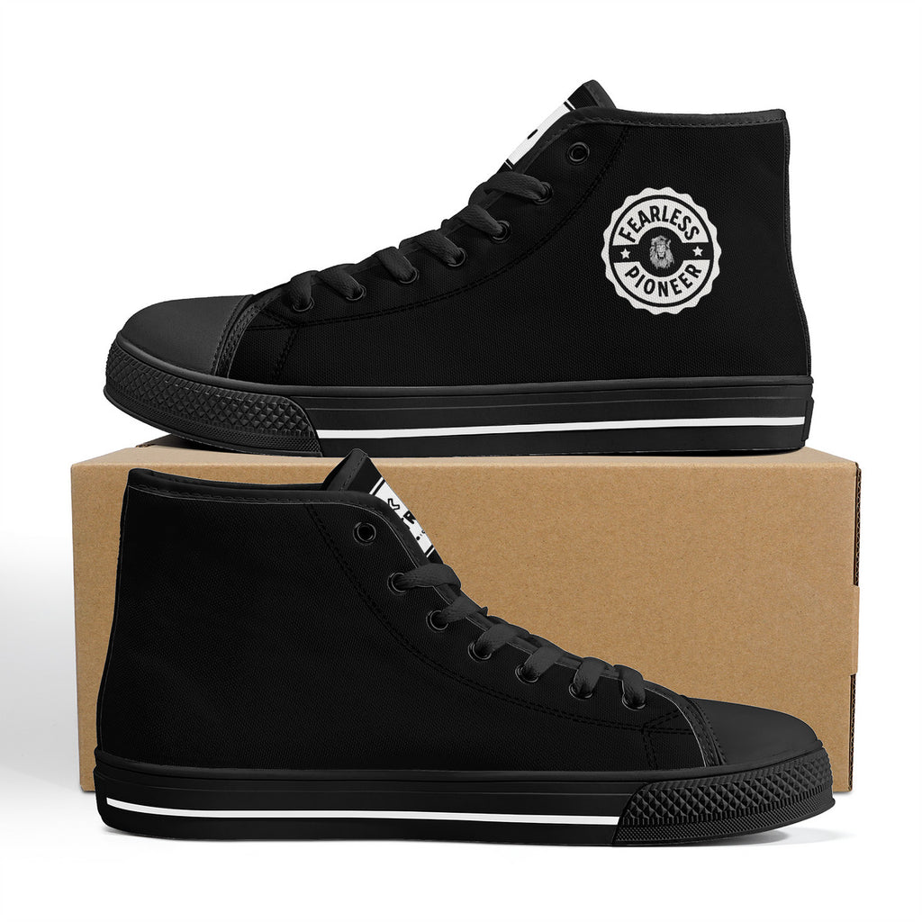Copy of Fearless Pioneer  High-Top Canvas Shoes With Customized Tongue - Black