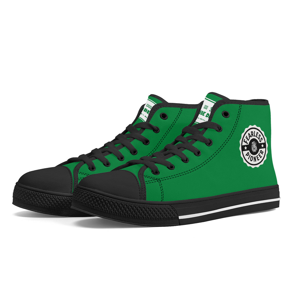 Copy of Fearless Pioneer High-Top Canvas Shoes With Customized Tongue - Black