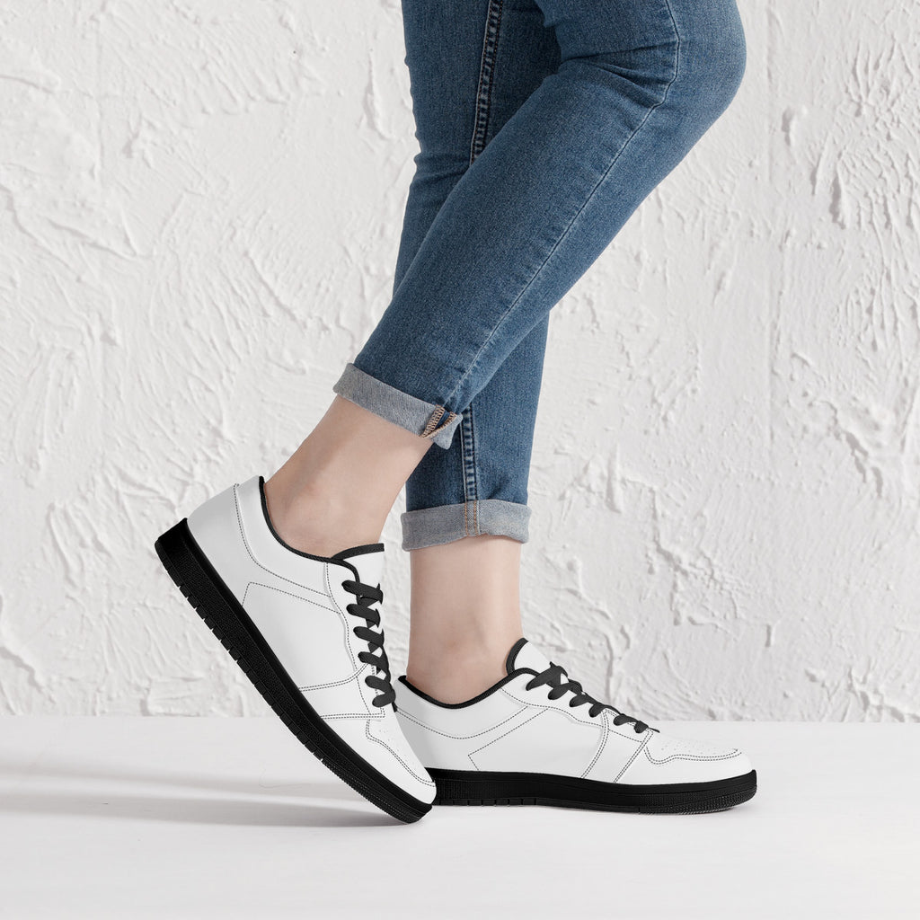 D15 Black Sole Low-Top Leather Sneakers