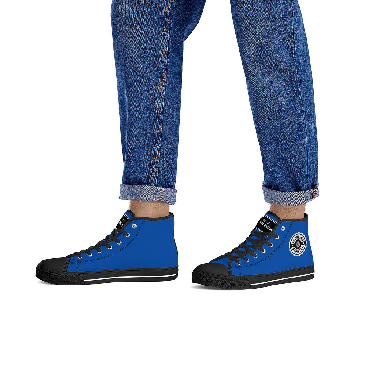 Copy of Fearless Pioneer High-Top Canvas Shoes With Customized Tongue - Black