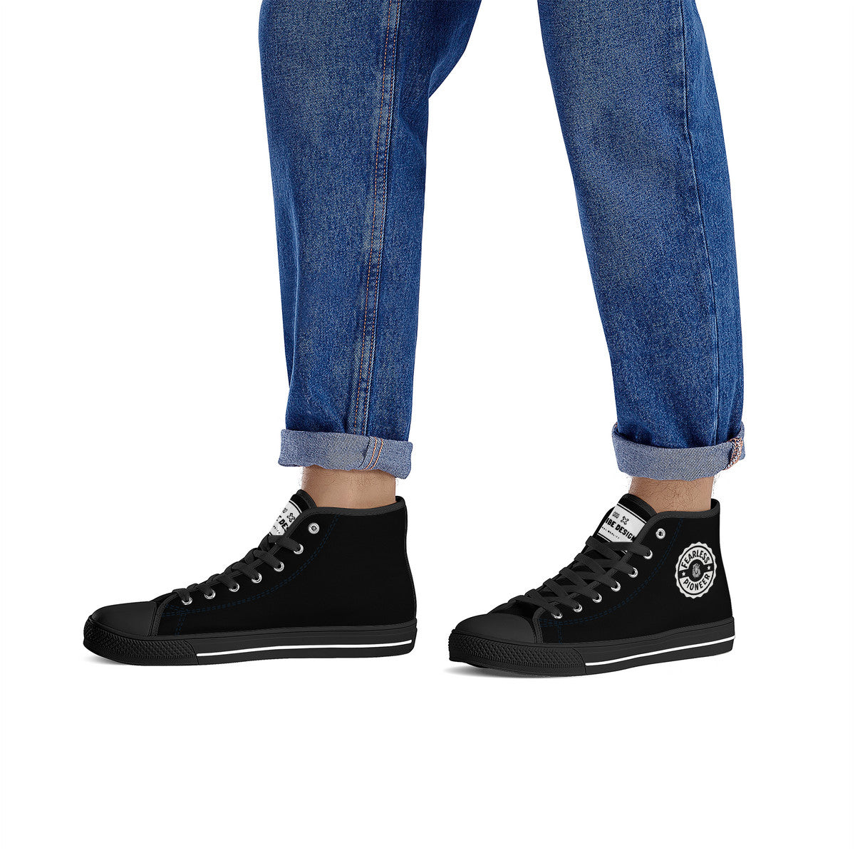 Copy of Fearless Pioneer  High-Top Canvas Shoes With Customized Tongue - Black