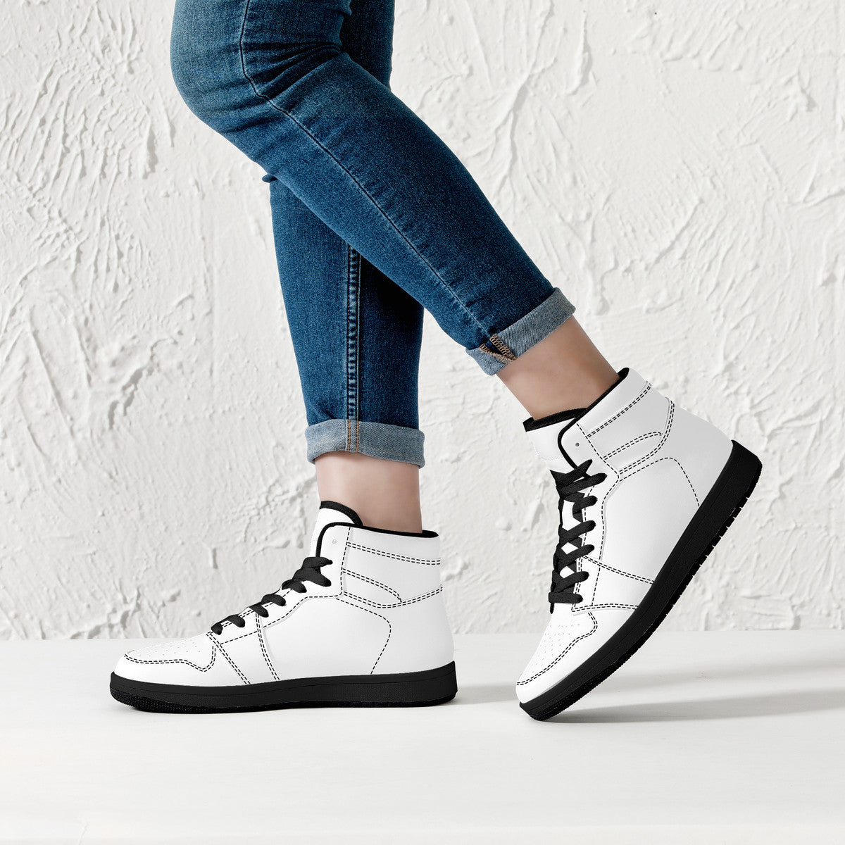 D16 High-Top Synthetic Leather Sneakers - Black Bottom