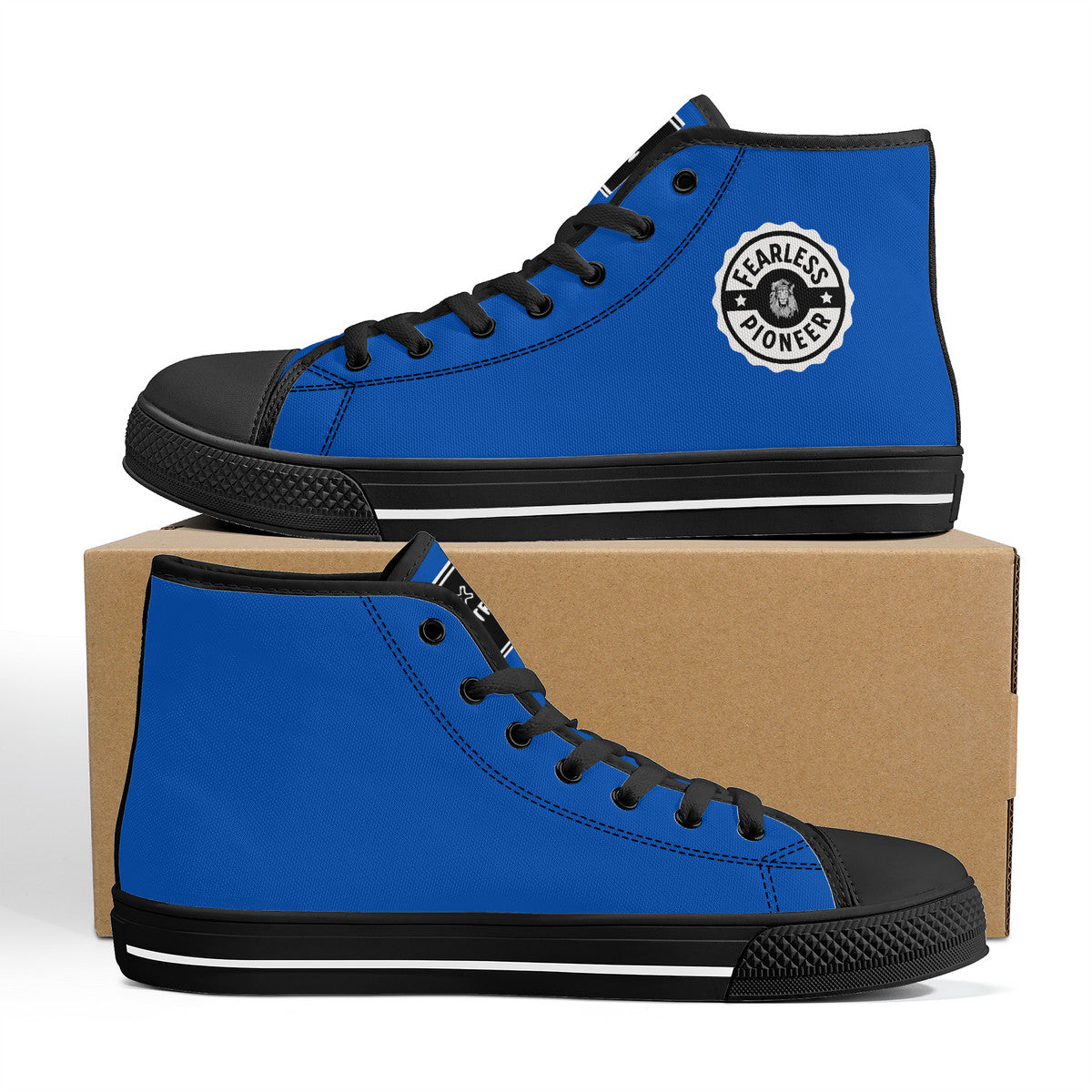 Copy of Fearless Pioneer High-Top Canvas Shoes With Customized Tongue - Black