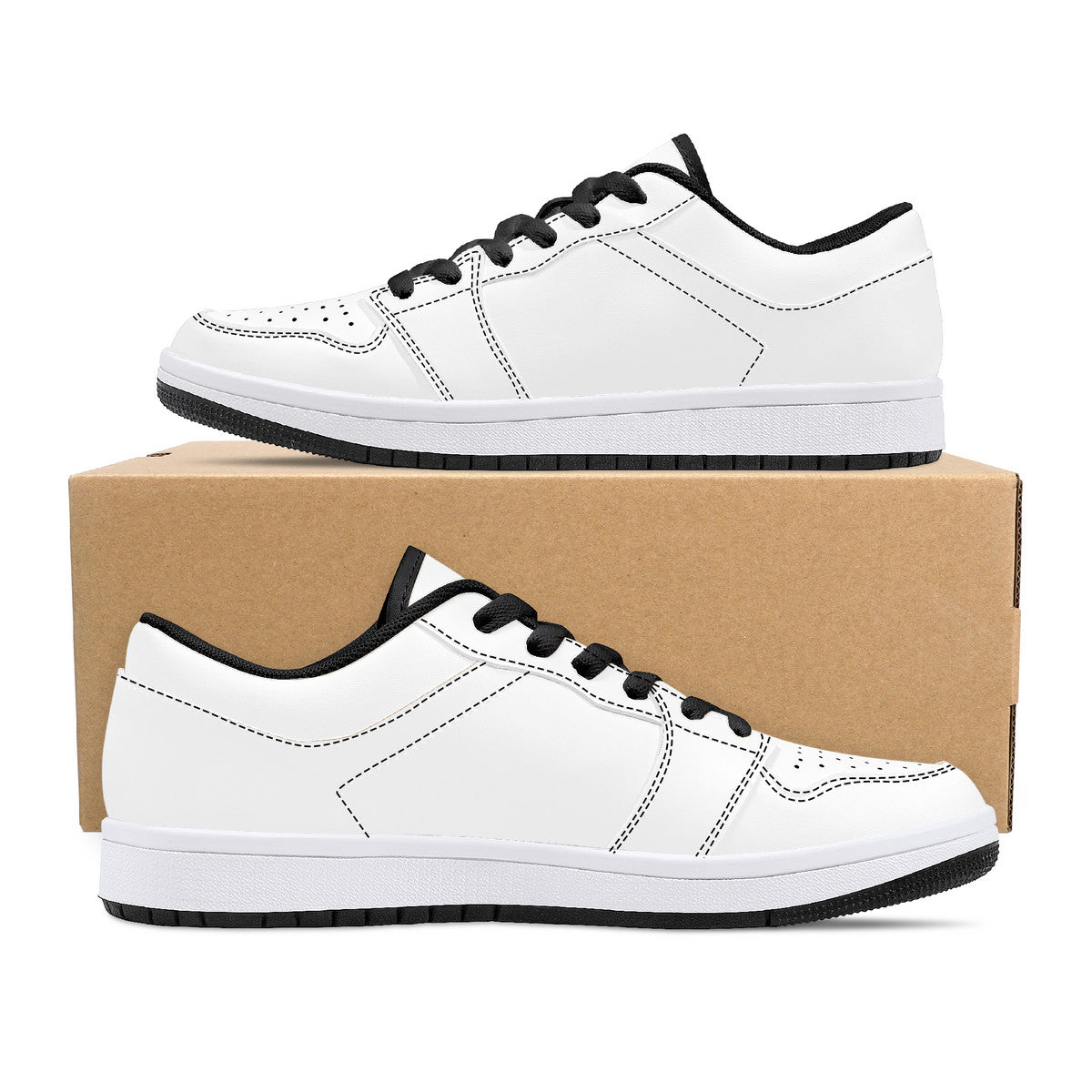 D15 Low-Top Synthetic Leather Sneakers - Black