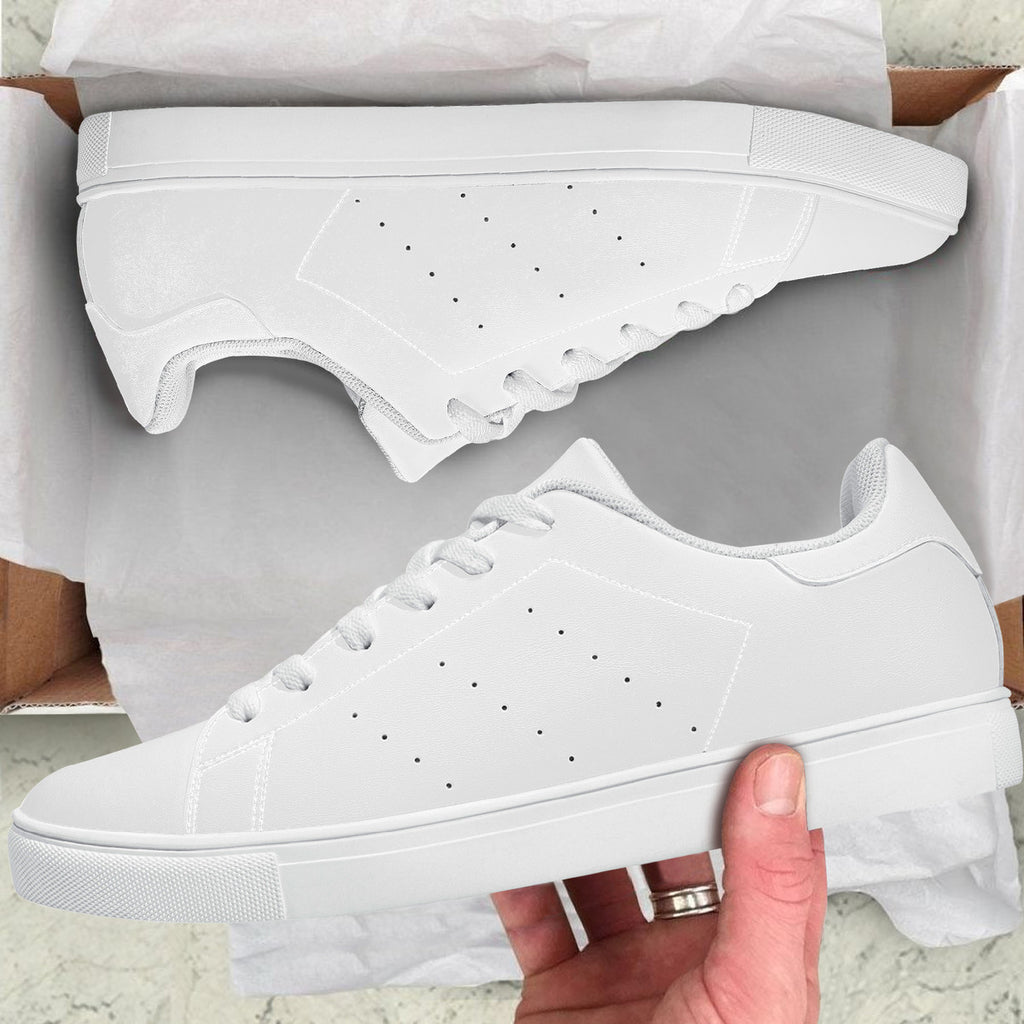 D27 Low-Top Synthetic Leather Sneakers - White