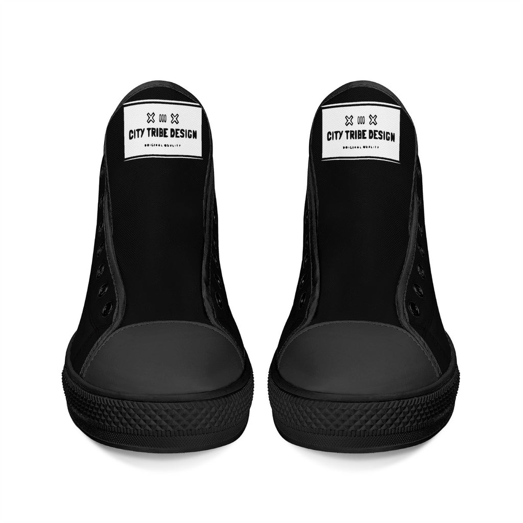 Copy of Fearless Pioneer  High-Top Canvas Shoes With Customized Tongue - Black
