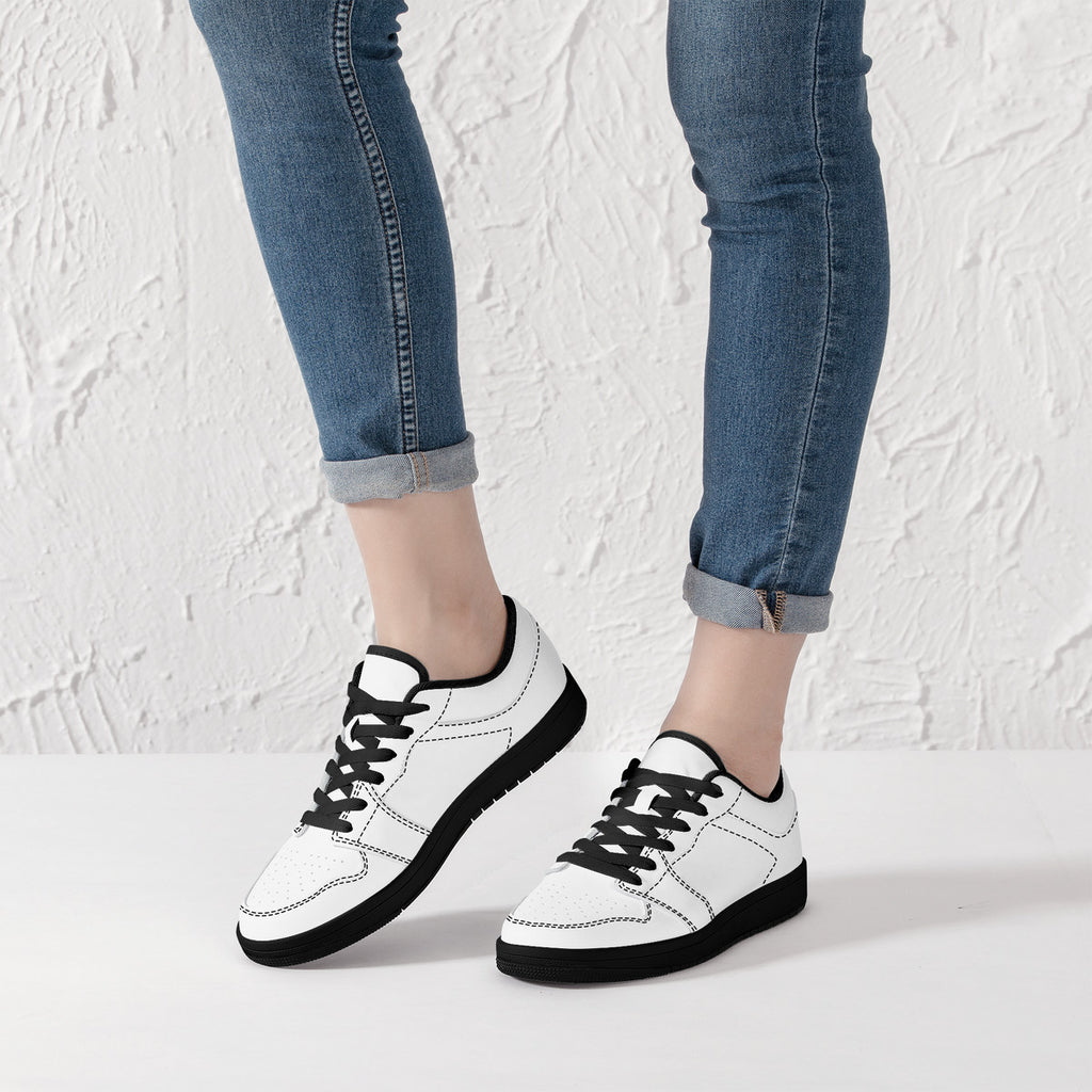 D15 Black Sole Low-Top Leather Sneakers