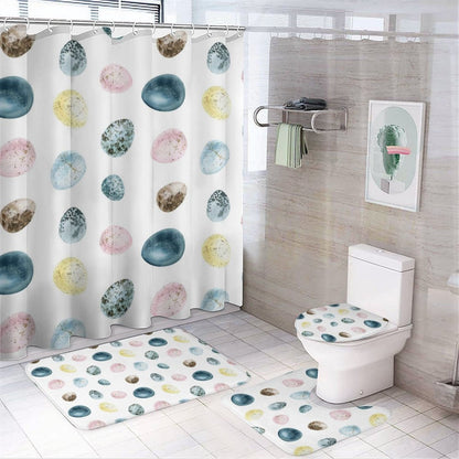 Shower Curtain Set with 3 Rugs