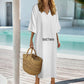 120gsm Mediterranean Style V Neck Mid-Sleeve Robe(All-Over Printing)