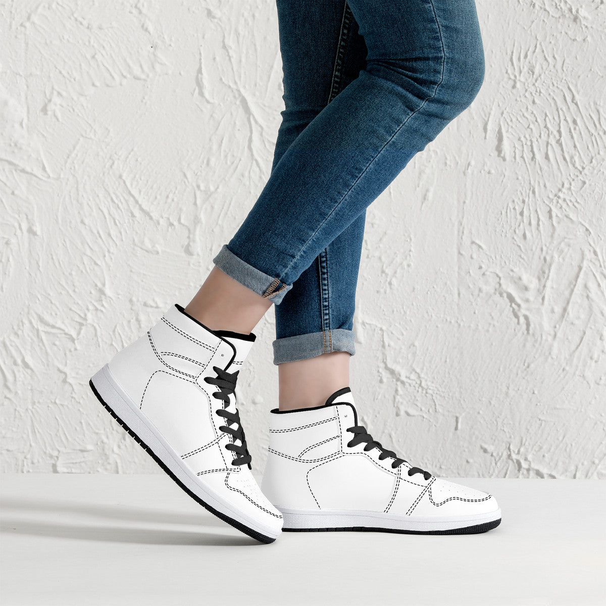 D16 High-Top Synthetic Leather Sneakers - Black