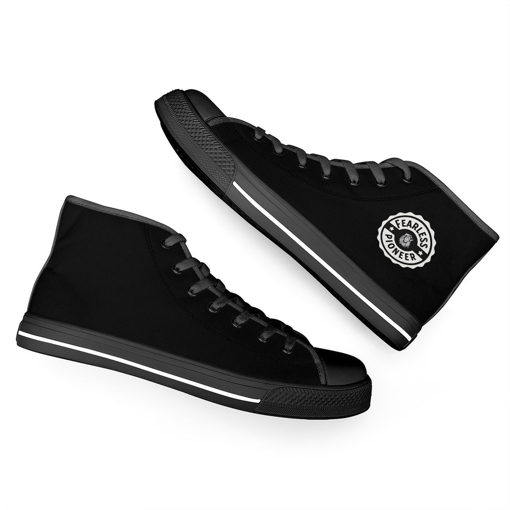 Copy of Fearless Pioneer  High-Top Canvas Shoes With Customized Tongue - Black