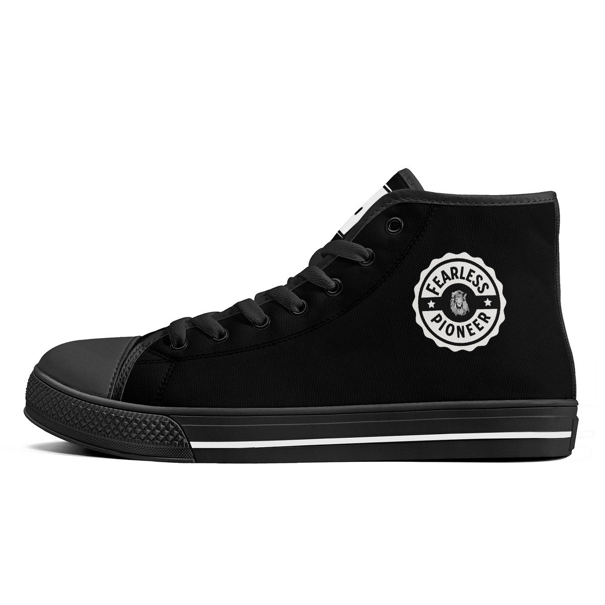 Copy of Fearless Pioneer  High-Top Canvas Shoes With Customized Tongue - Black