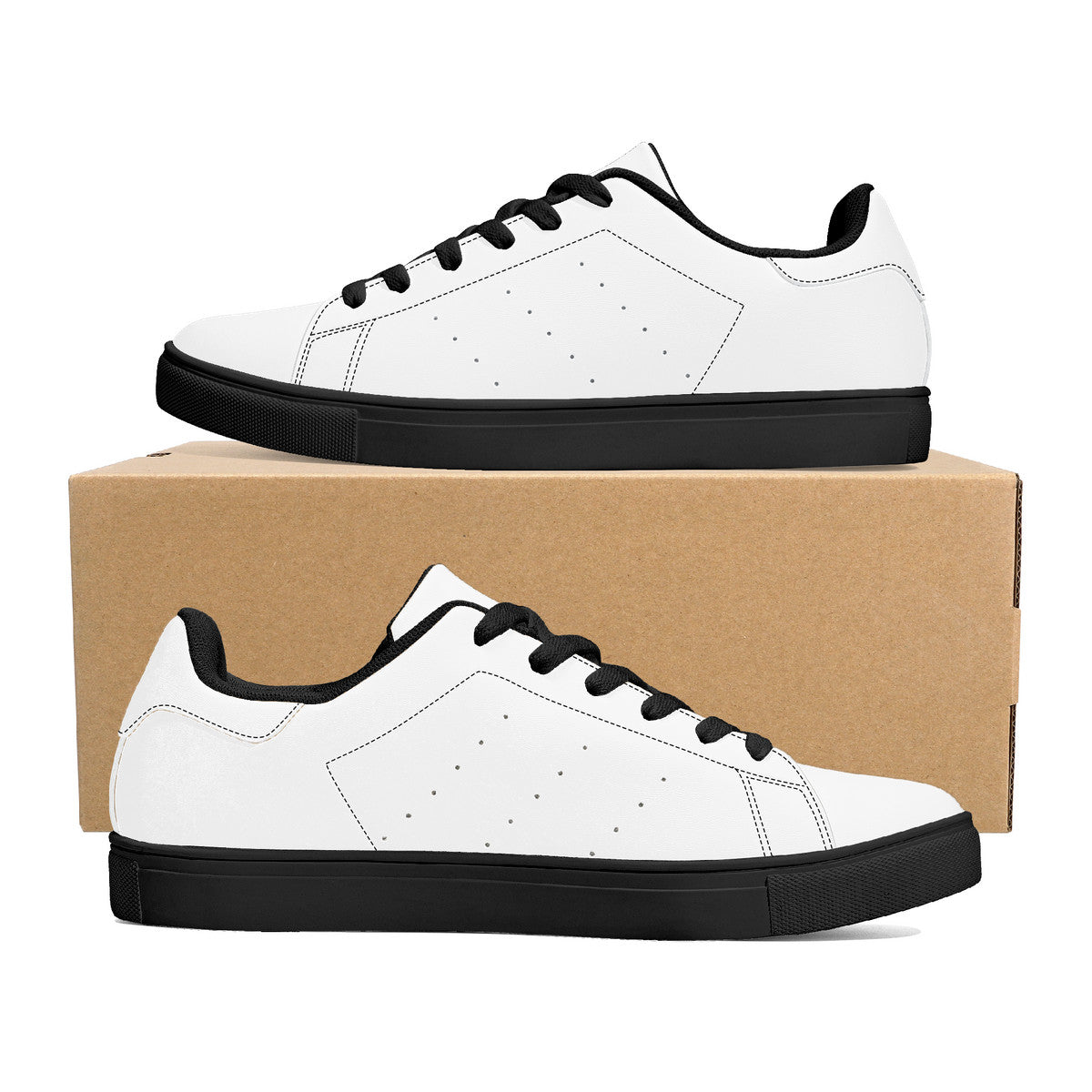 D27 Low-Top Synthetic Leather Sneakers - Black