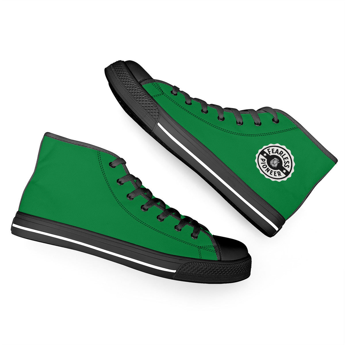 Copy of Fearless Pioneer High-Top Canvas Shoes With Customized Tongue - Black
