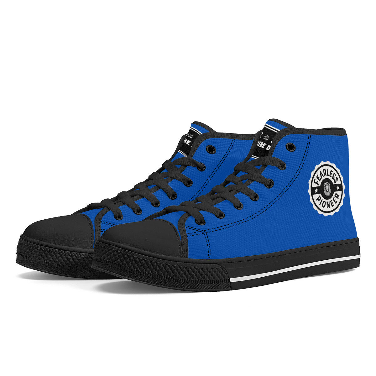 Copy of Fearless Pioneer High-Top Canvas Shoes With Customized Tongue - Black