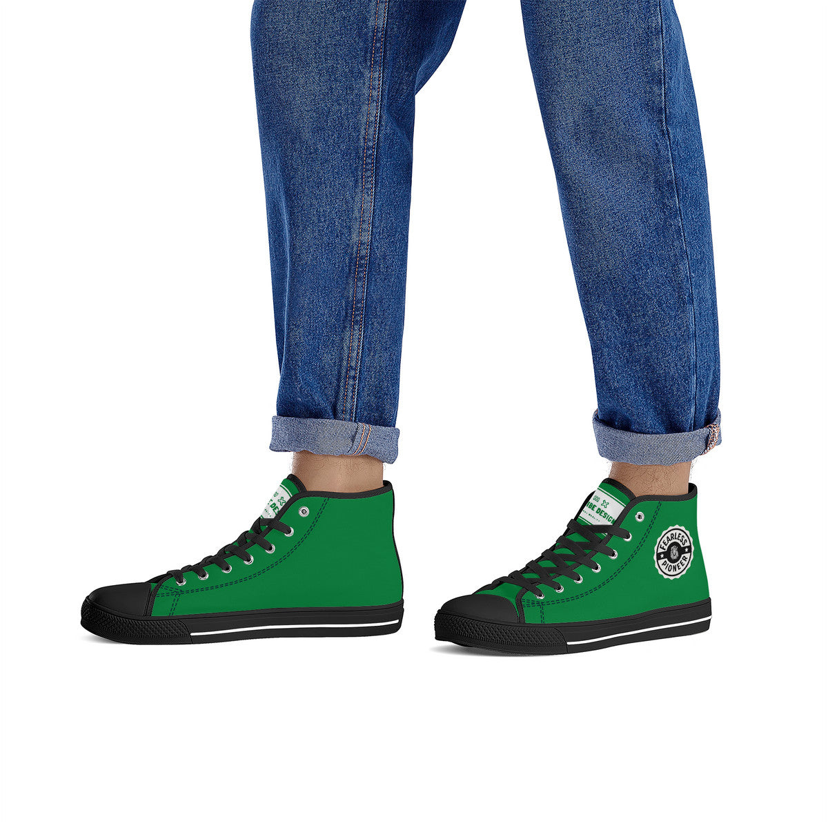 Copy of Fearless Pioneer High-Top Canvas Shoes With Customized Tongue - Black