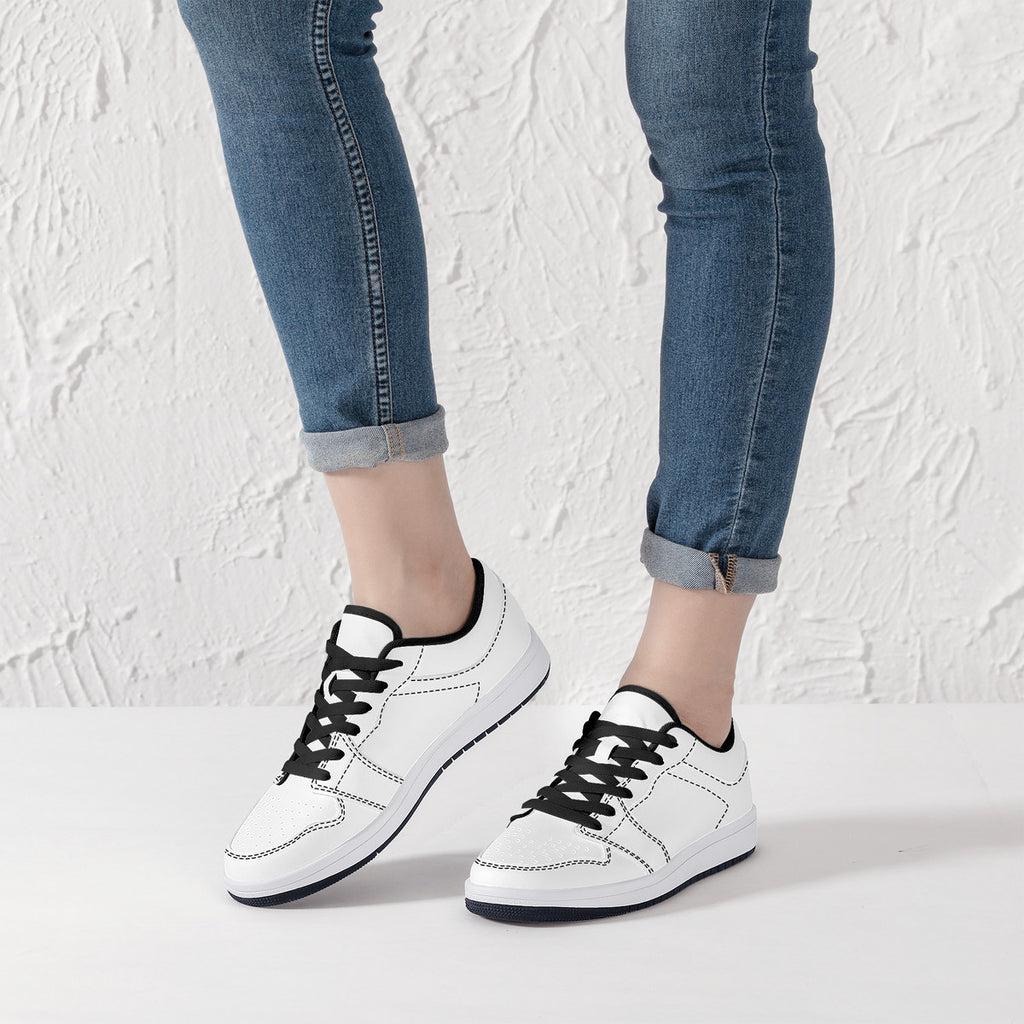 D15 Low-Top Synthetic Leather Sneakers - Black