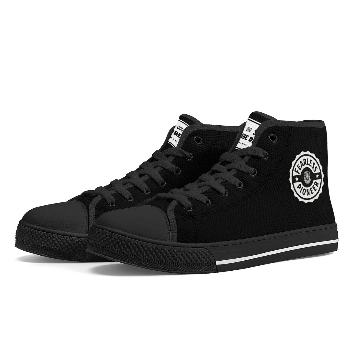 Copy of Fearless Pioneer  High-Top Canvas Shoes With Customized Tongue - Black
